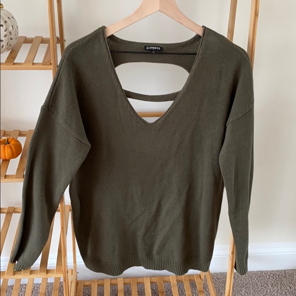 Womens Express Olive Green Oversized Sweater - Med - Picture 2 of 7